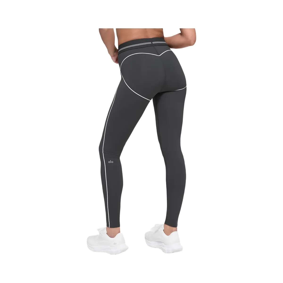 Alo Women's Airbrush High-Waist Heart Throb Legging - Anthracite/White - HypeFly India View 3