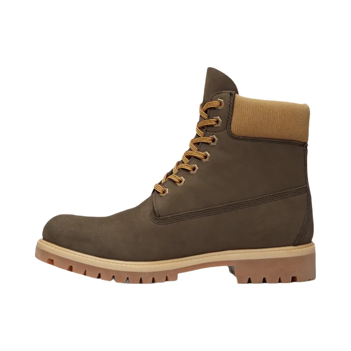Timberland Premium 6-Inch Waterproof Boot Dark Brown Nubuck/Olive Men'S - HypeFly India View 5