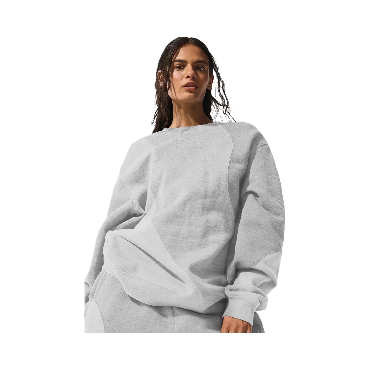 Alo Women's Make Waves Crew Neck Pullover - Athletic Heather Grey Tonal - HypeFly India View 1