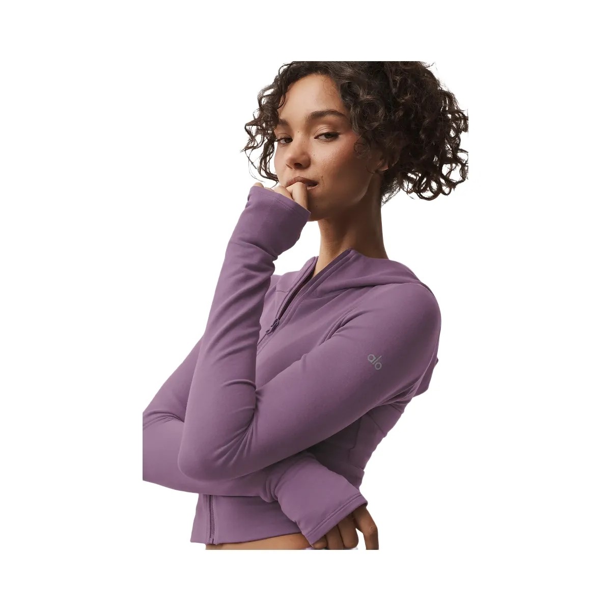 Alo Women's Sway Full Zip Hoodie - Plum Kiss - HypeFly India View 4