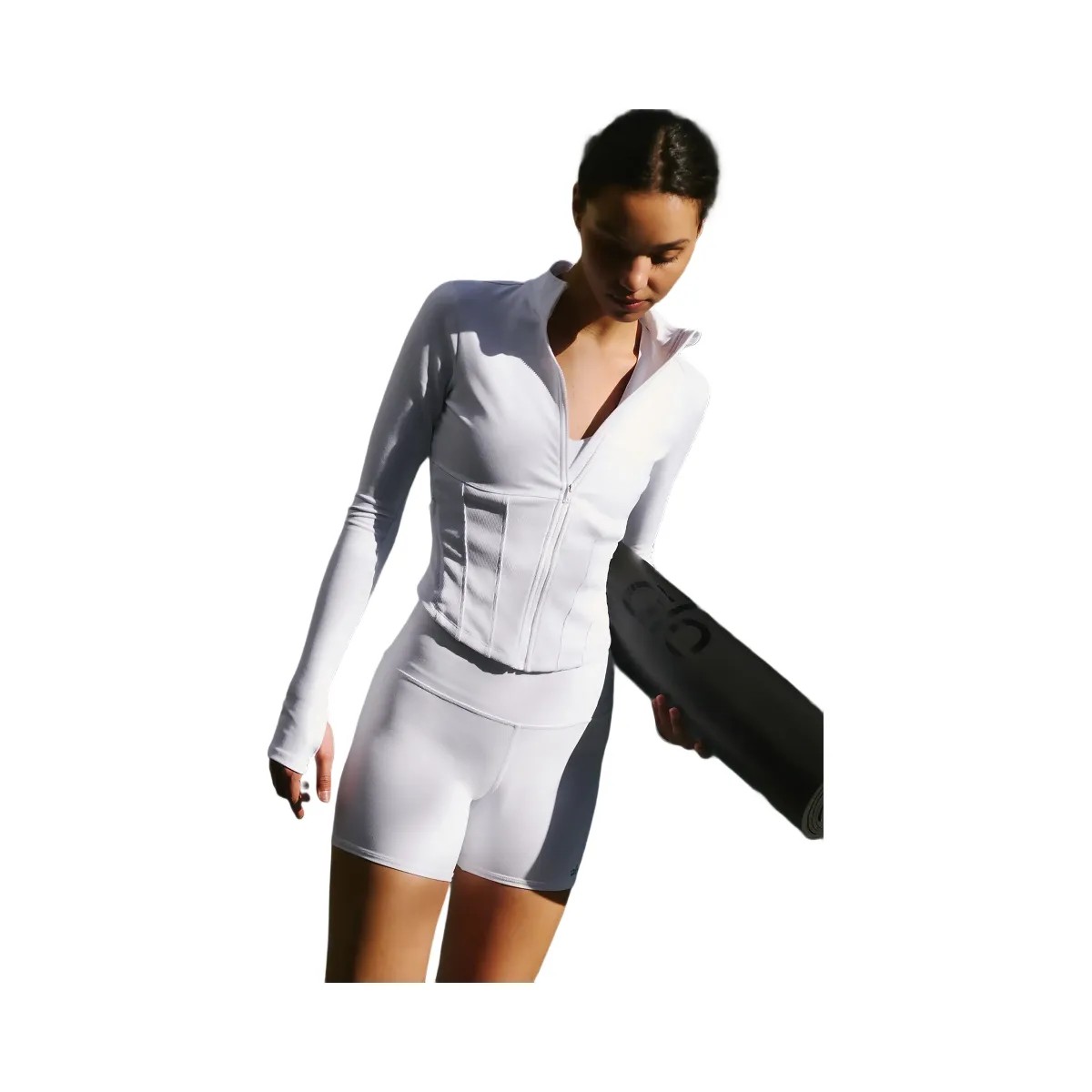 Alo Women's Airbrush Corset Full Zip Jacket - White - HypeFly India View 6