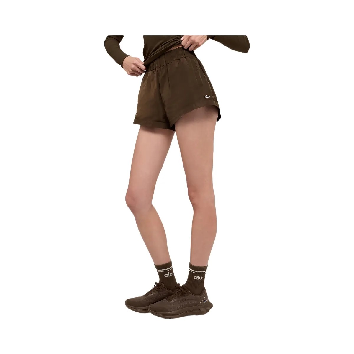 Alo Women's High-Waist Socialite Short - Espresso - HypeFly India View 4