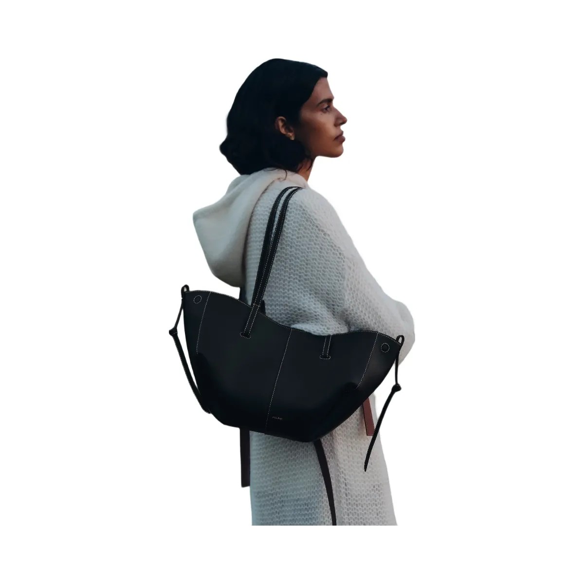 Polene Cyme Mini Textured Black with Ecru Stitching - HypeFly India View 3