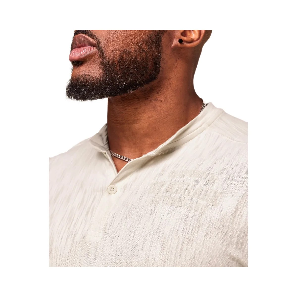 Gymshark Lightweight Slub Textured 3/4 Henley - Oat White - HypeFly India View 4