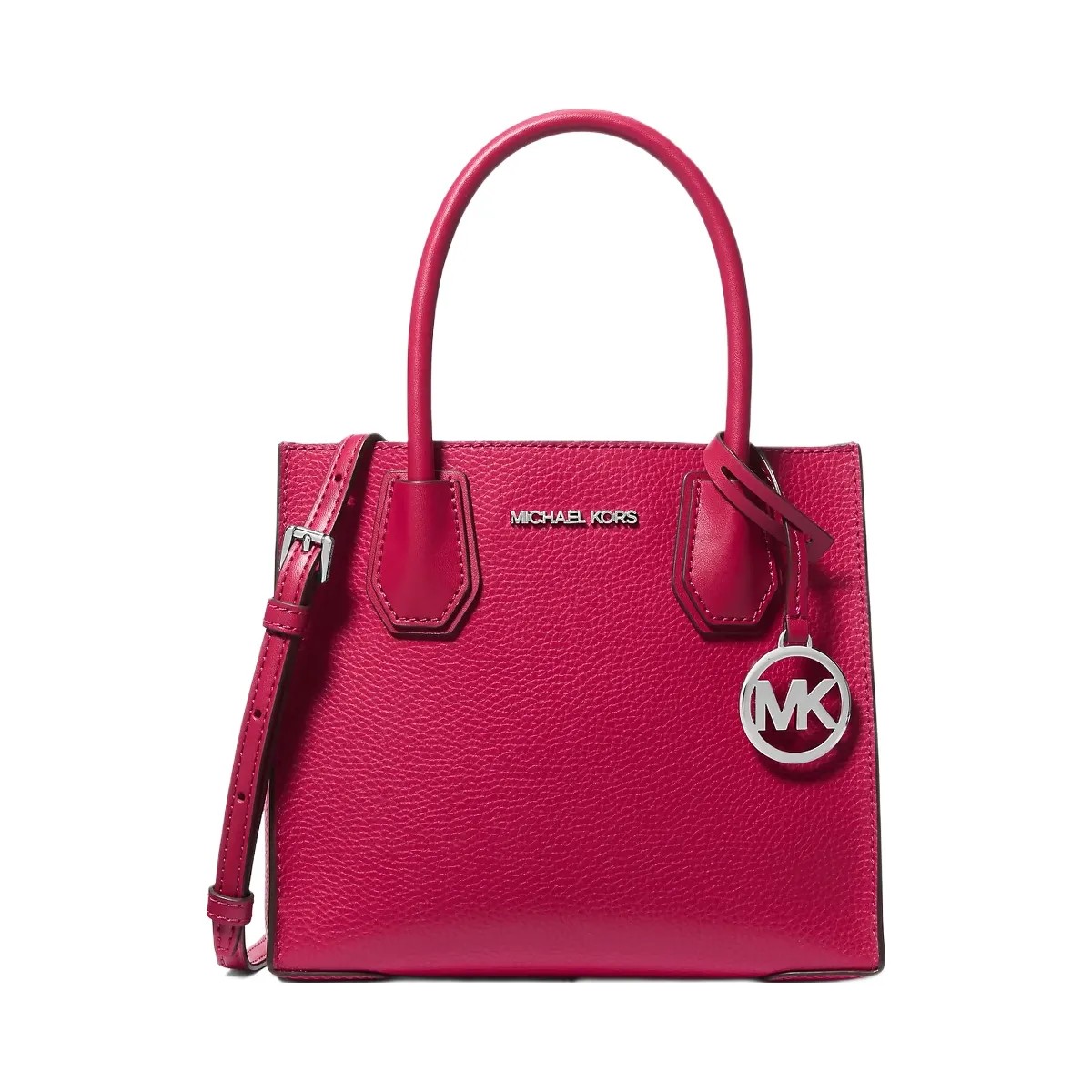 Michael Kors Mercer Medium Pebbled Leather Crossbody Bag Dk Raspberry - HypeFly India View 1