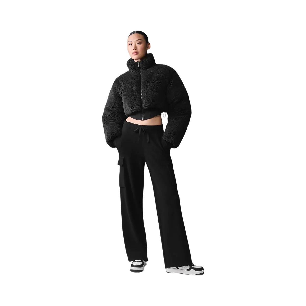 Alo Women's Sherpa Main Act Corset Puffer - Black - HypeFly India View 4