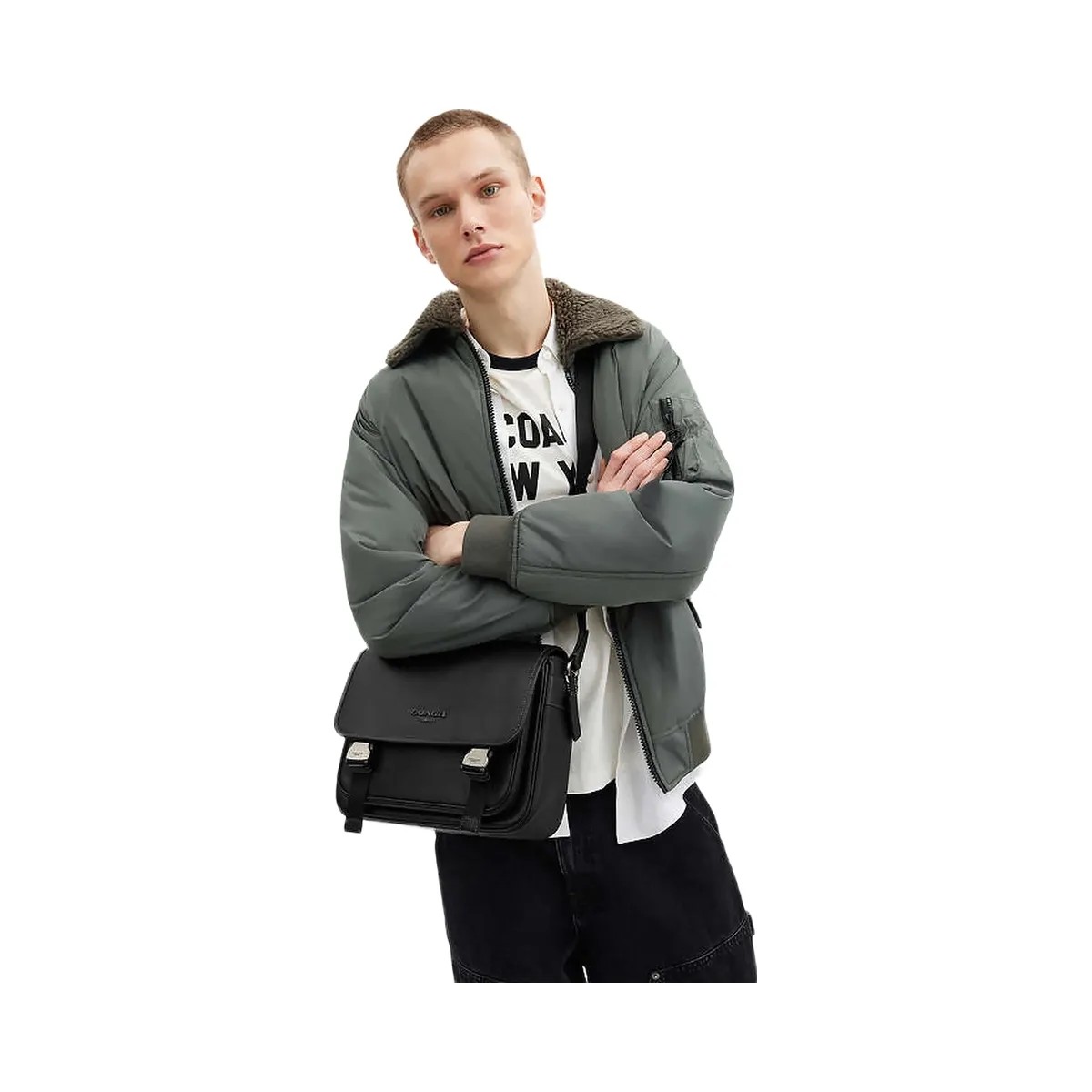 Coach Racer Messenger Bag Smooth Leather-Gunmetal-Black - HypeFly India View 2