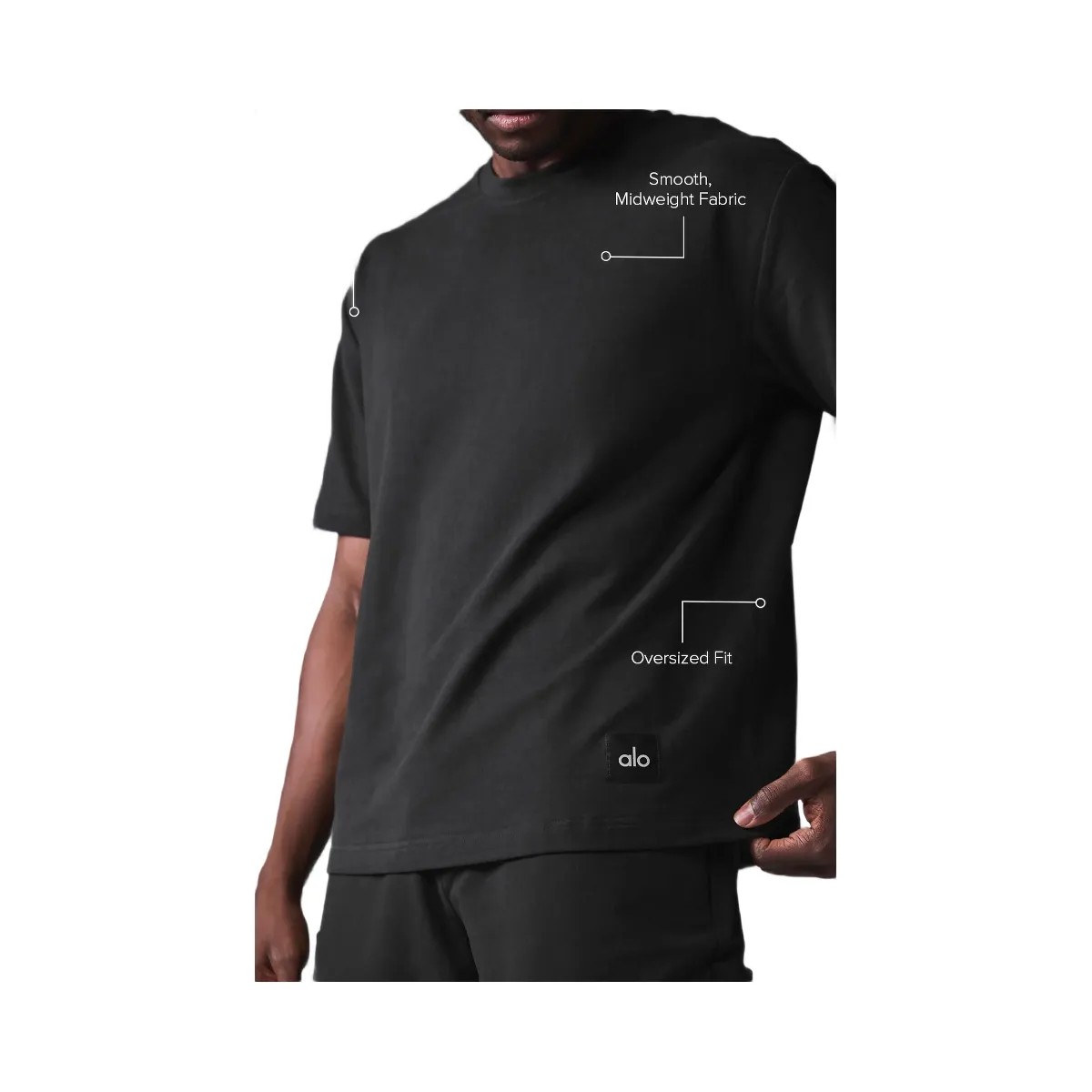 Alo Men's Double Take Short Sleeve - Black - HypeFly India View 2