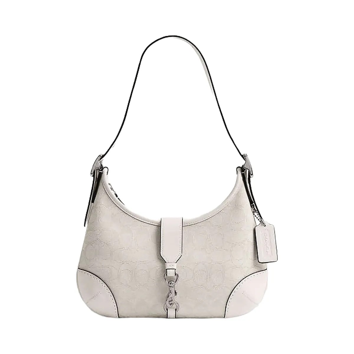 Coach Hamptons Hobo Bag In Signature Jacquard Signature Jacquard-Silver-Cloud Chalk - HypeFly India View 1