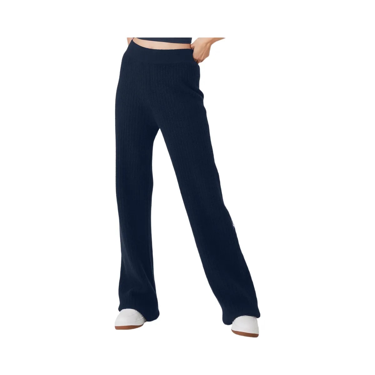 Alo Women's Cashmere High-Waist Plush Waffle Pant - Navy - HypeFly India View 1
