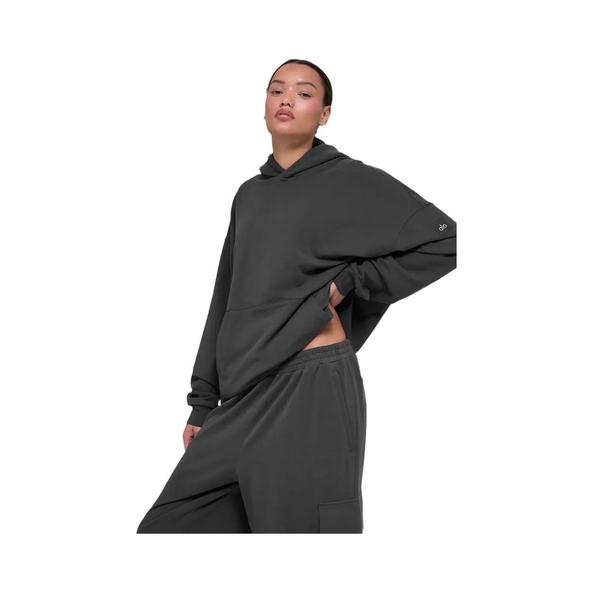 Alo Men's Double Take Hoodie - Anthracite - HypeFly India View 4