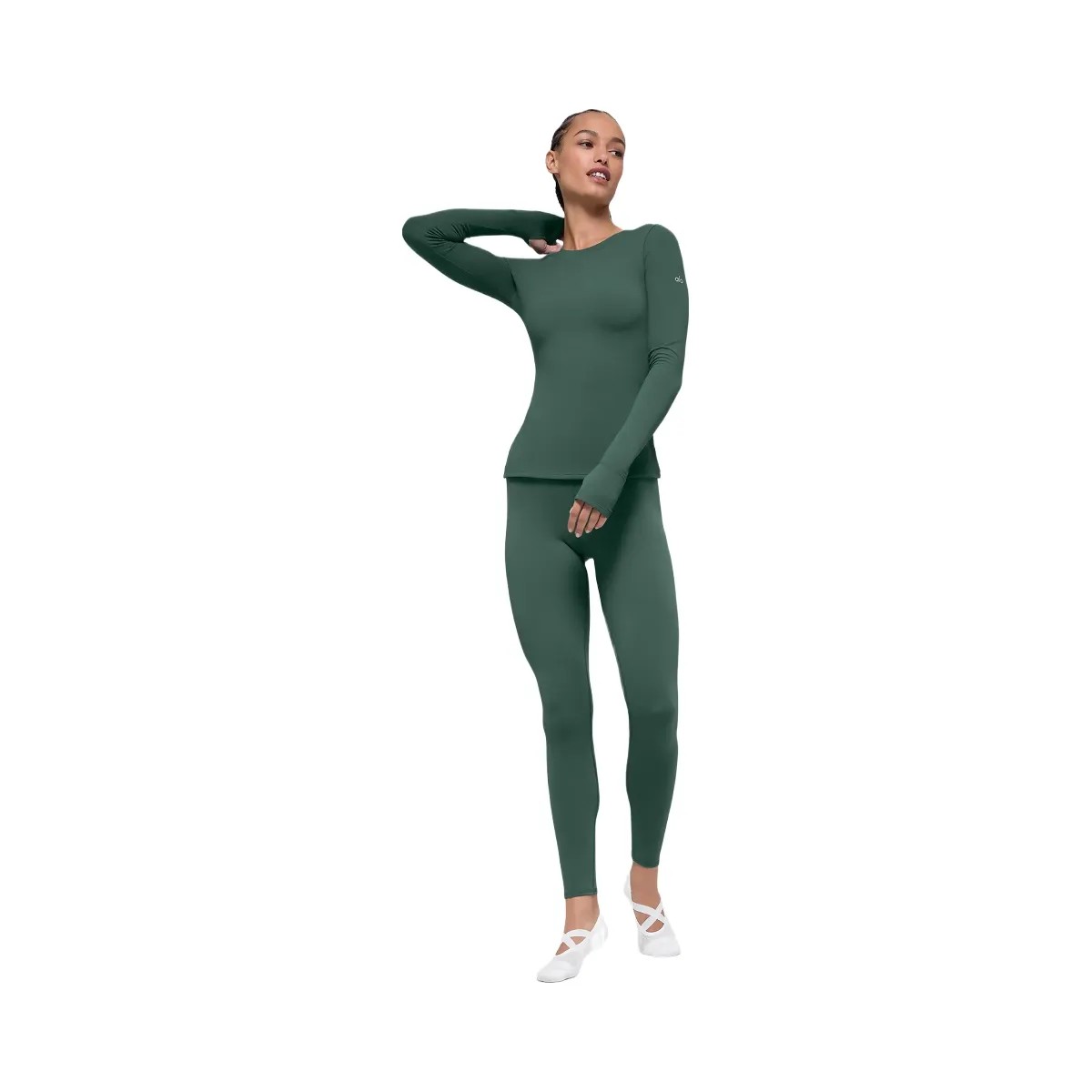 Alo Women's Airbrush Winter Warm Nocturne Long Sleeve - Clover Green - HypeFly India View 1