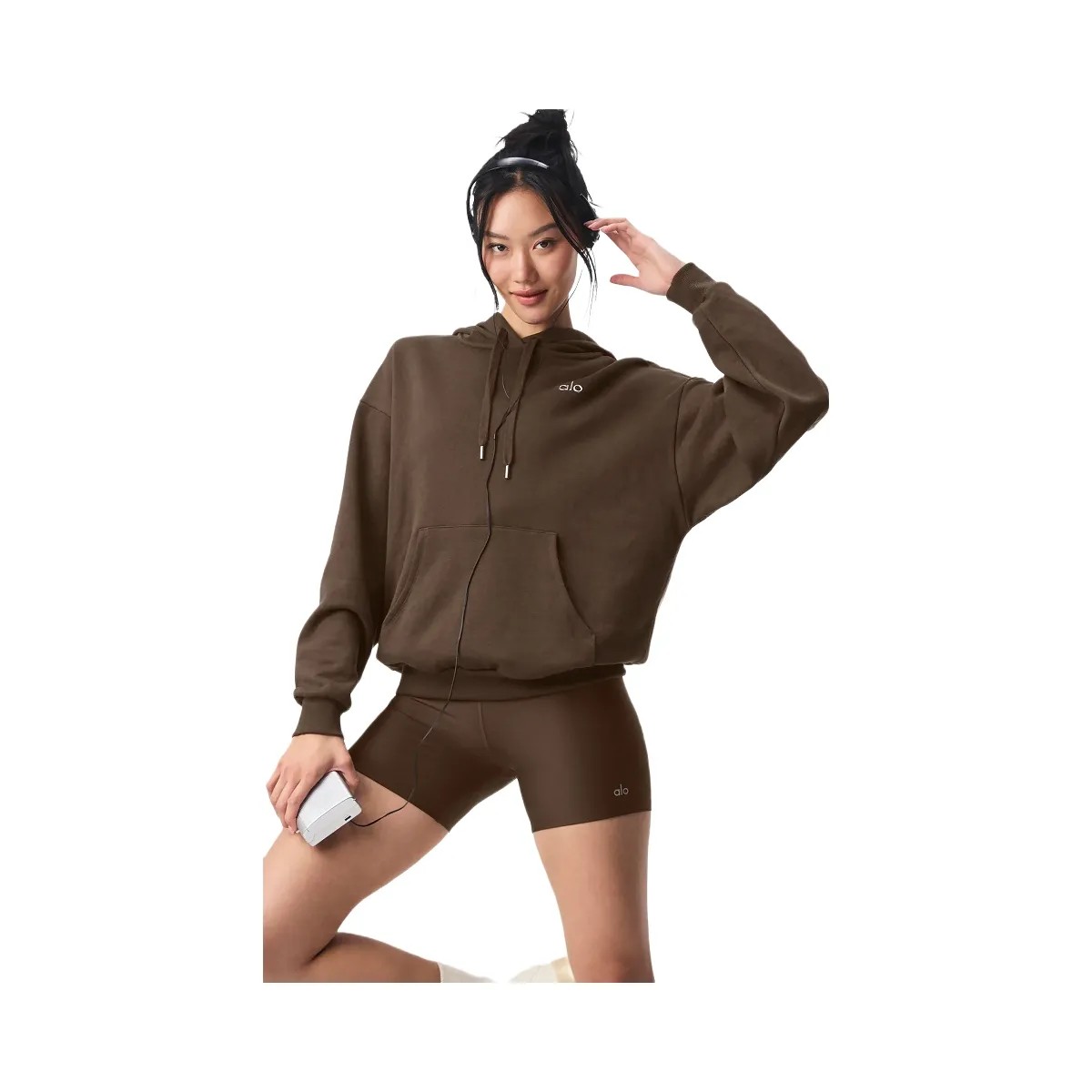 Alo Women's Accolade Hoodie - Espresso - HypeFly India View 1