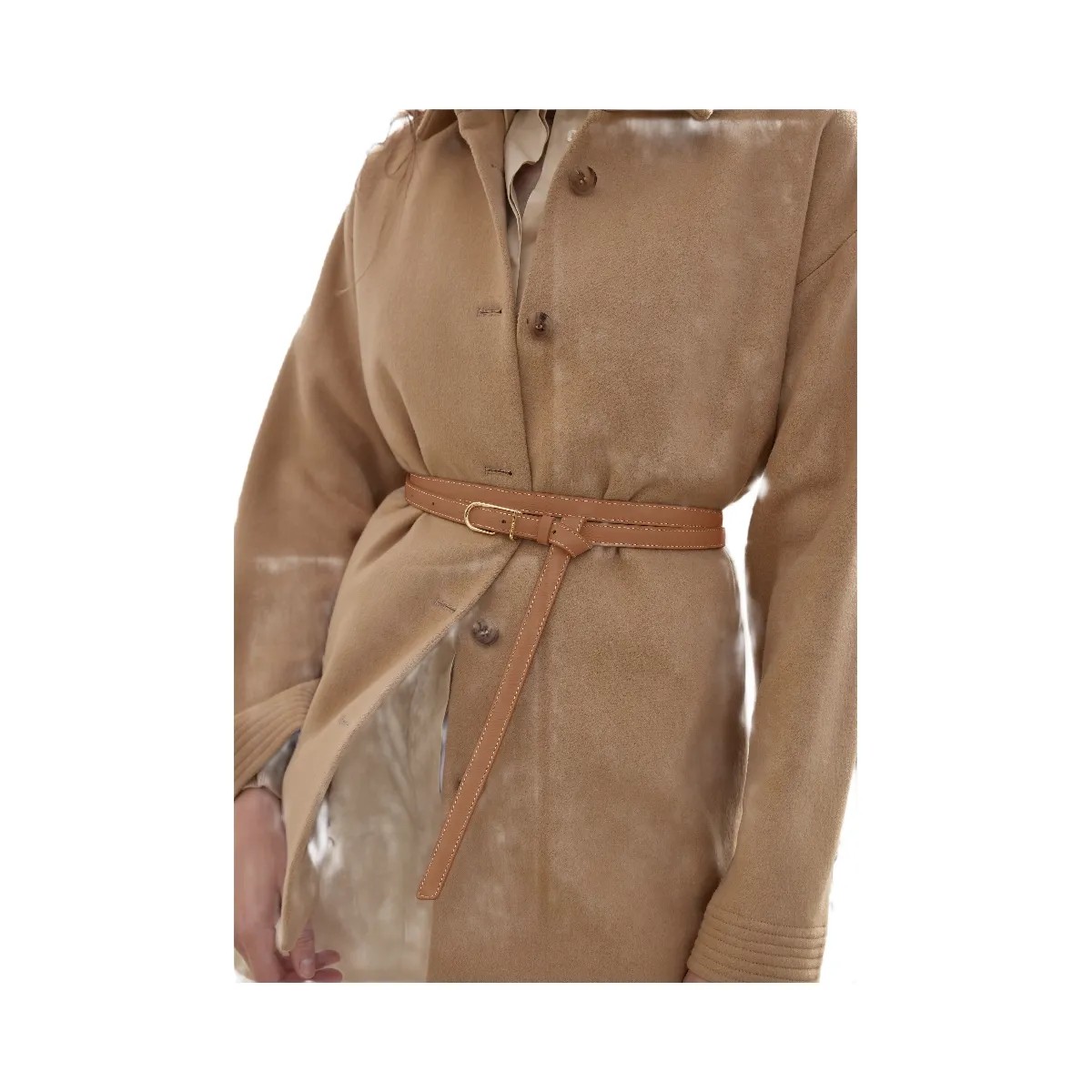 Polene Thin Umi Belt Textured Camel - HypeFly India View 3
