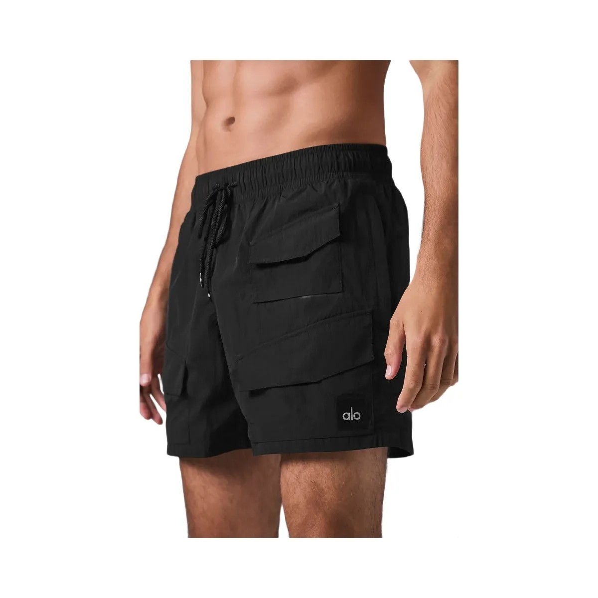 Alo Men's 7" Crinkle Nylon Excursion Cargo Short - Black - HypeFly India View 2