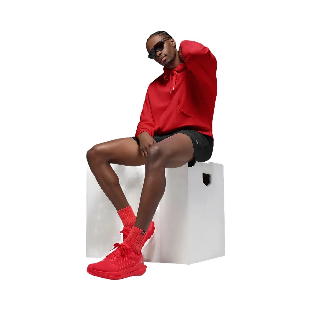 Alo Unisex Half-Crew Scrunch Sock - Bright Red - HypeFly India View 3