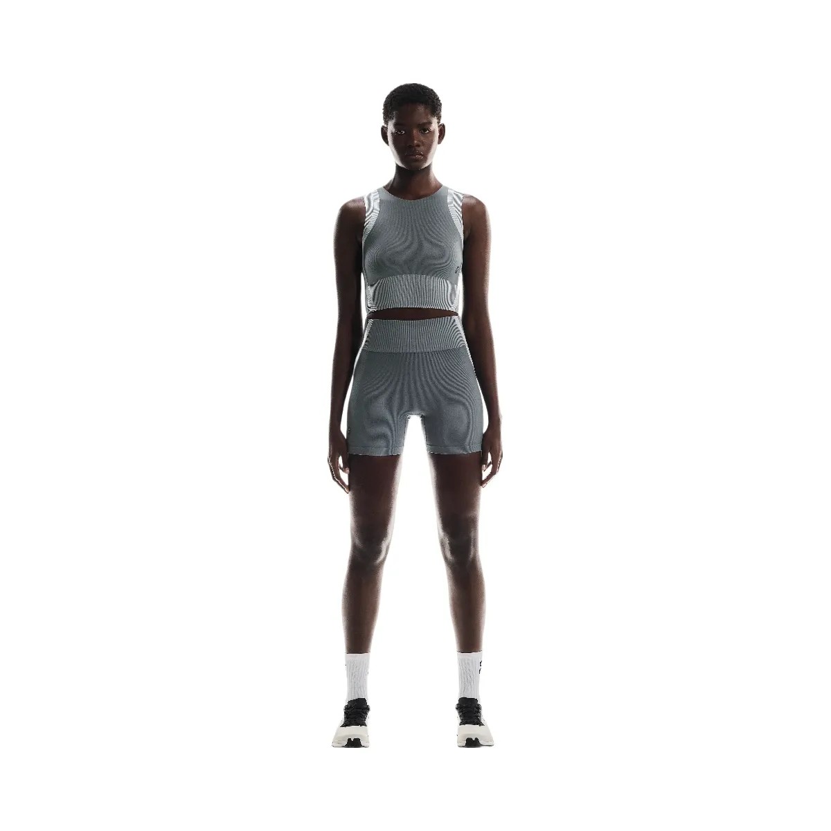 On Studio Knit Shorts Rock | Glacier - HypeFly India View 4