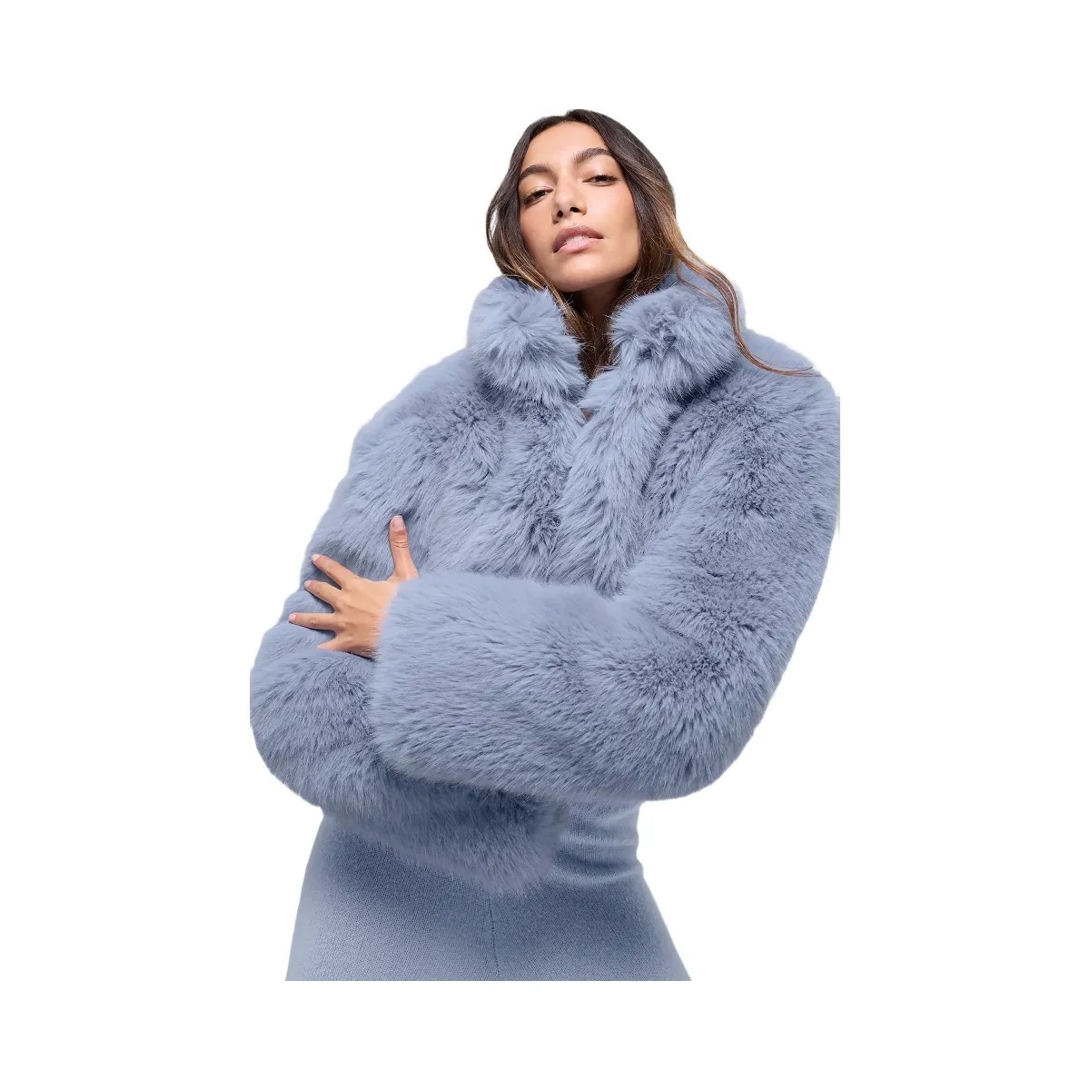 Alo Women's Opulent Faux Fur Cropped Jacket - Winter Frost - HypeFly India View 1