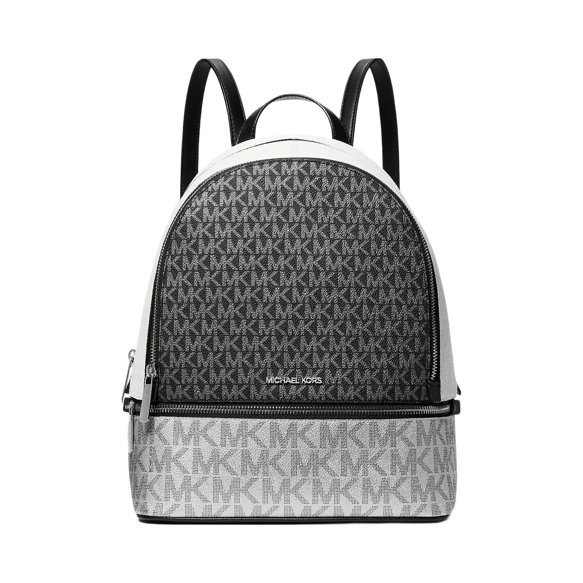 Michael Kors Rhea Medium Metallic Signature Logo Backpack Black - HypeFly India View 1