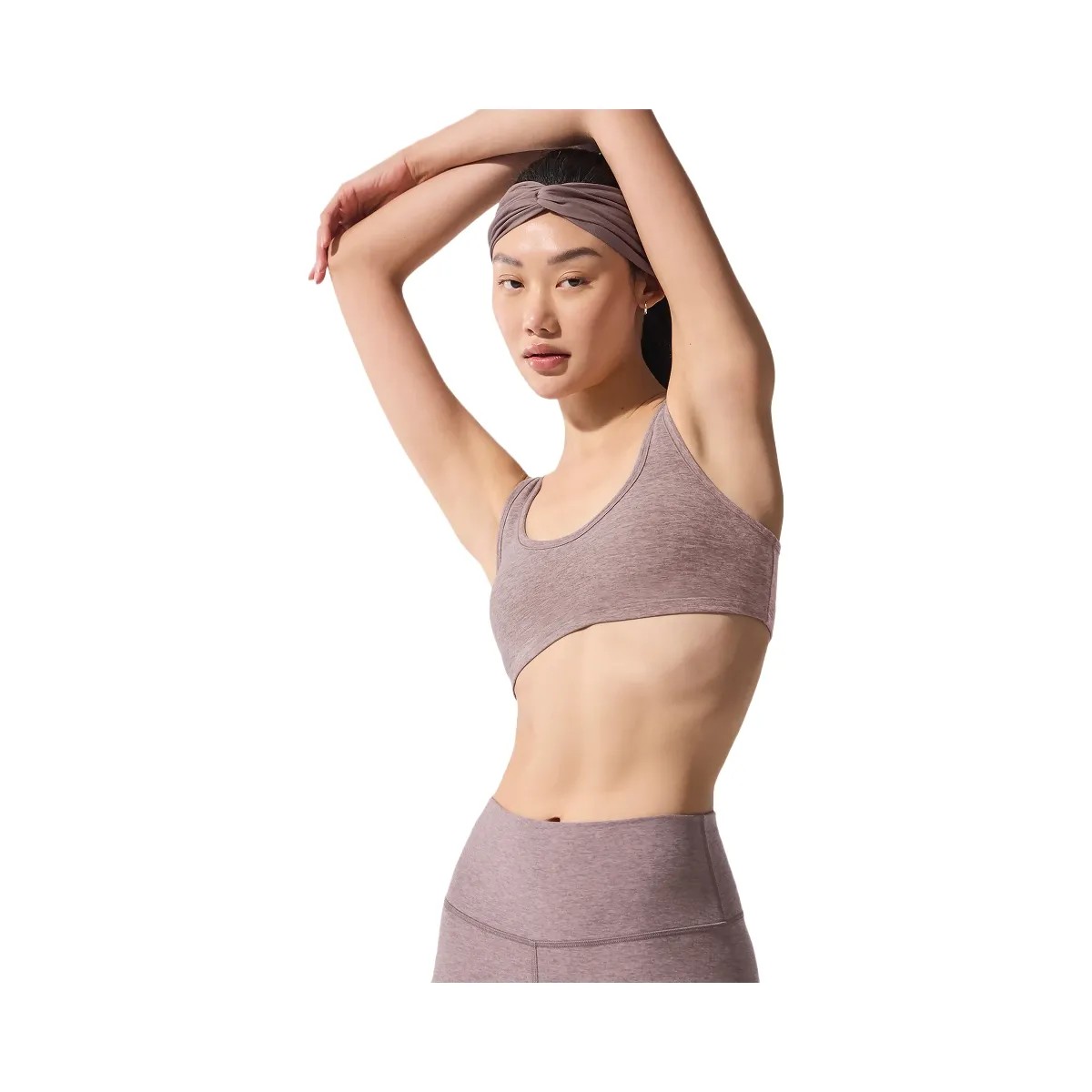 Alo Women's Alosoft Center Stage Bra - Dark Pink Quartz Heather - HypeFly India View 4