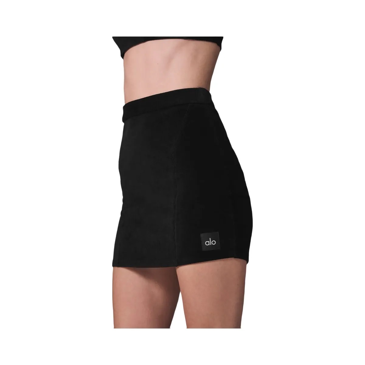 Alo Women's Micro Corduroy Winter Break Mini Skirt - Black - HypeFly India View 2