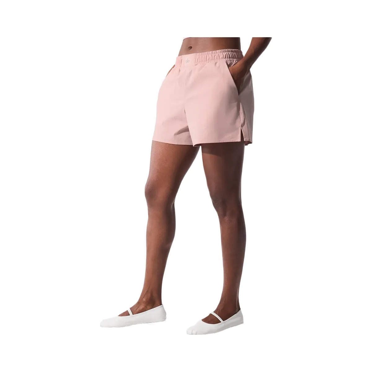 Alo Women's Pinstripe Daylight Boxer Short - Pink Quartz/Ivory - HypeFly India View 1