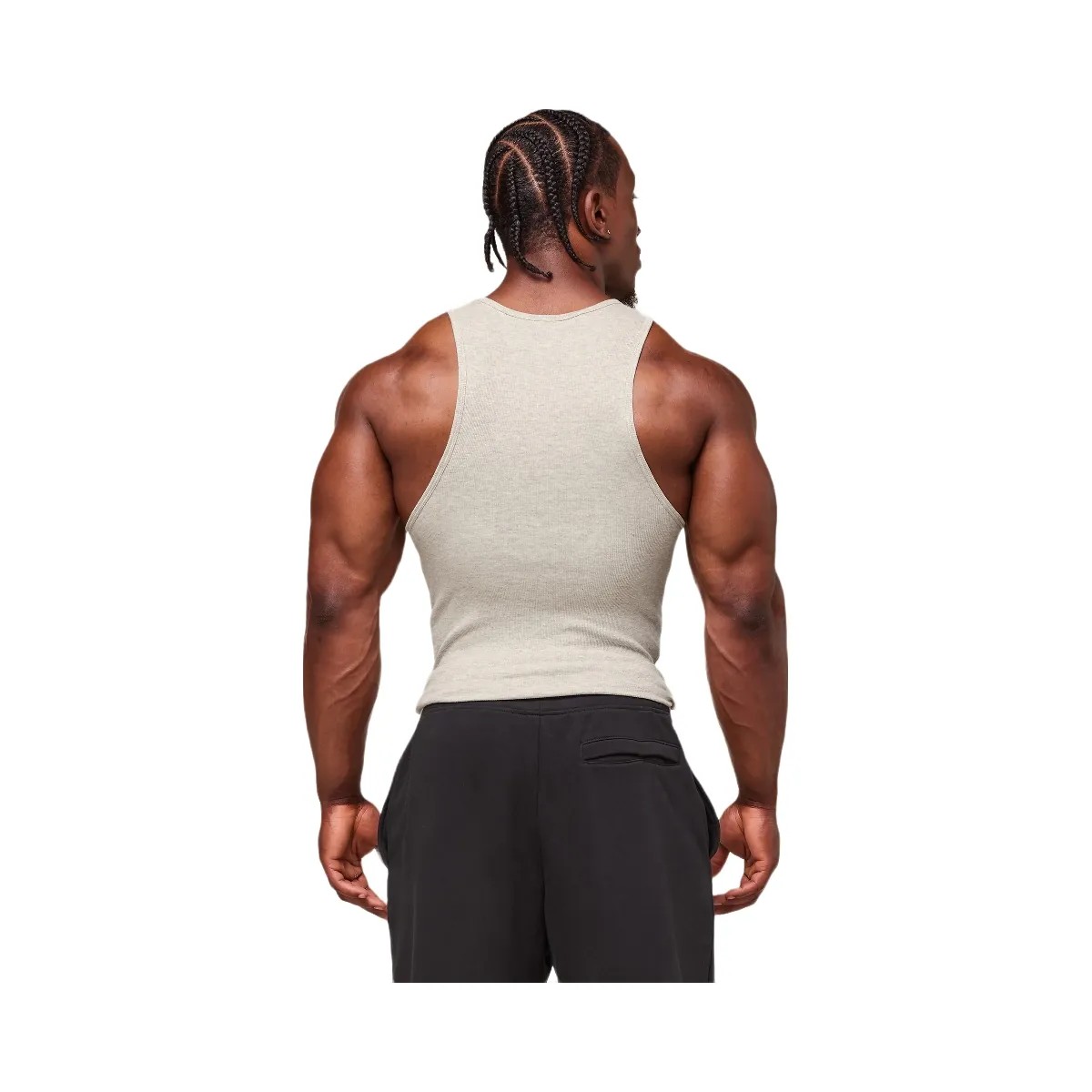 Gymshark Ribbed Tank 3pk - White/Black/Stone Grey Marl - HypeFly India View 2