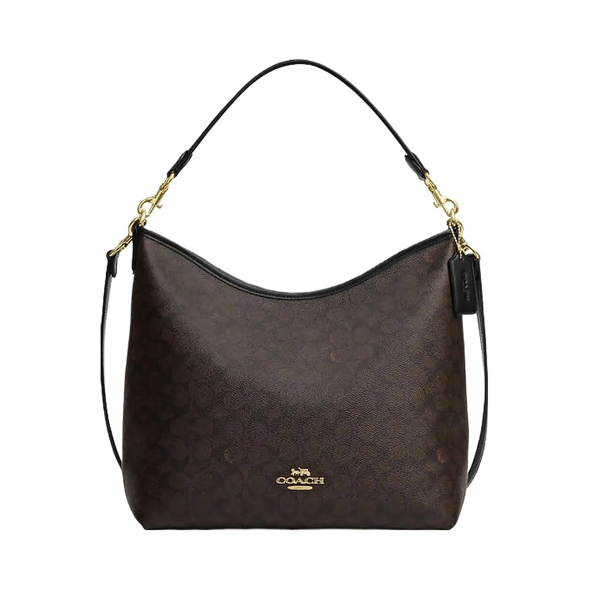 Coach Laurel Large Shoulder Bag In Signature Canvas Signature Canvas-Gold-Walnut-Black - HypeFly India View 1