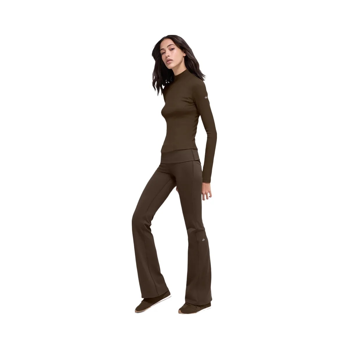 Alo Women's ALO Softsculpt Foldover Flare Legging - Espresso - HypeFly India View 5