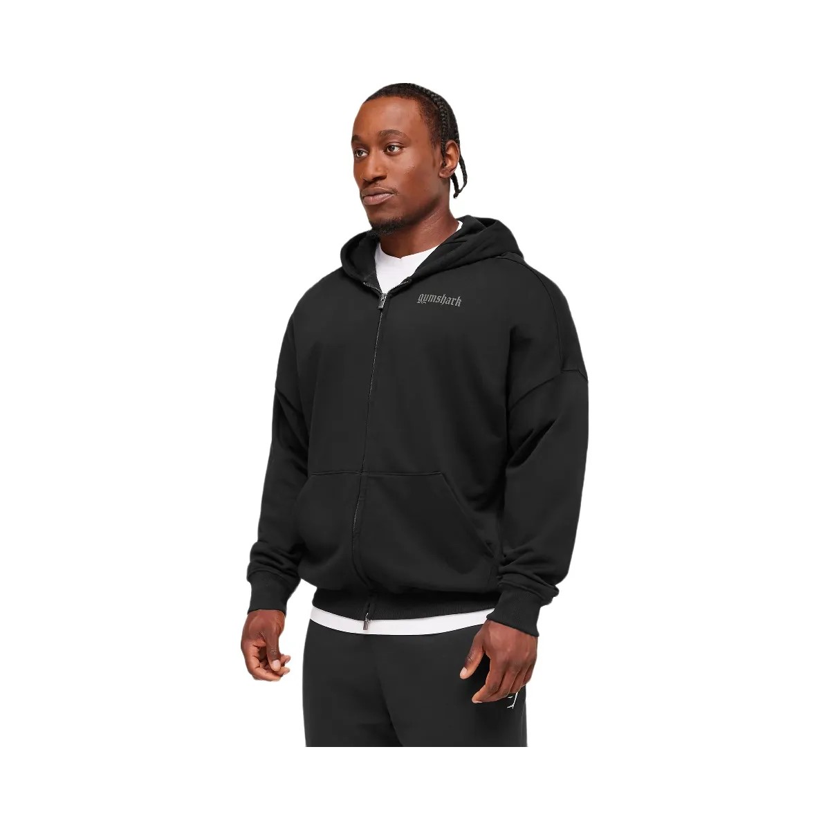 Gymshark Olde English Zip Up Hoodie - Black - HypeFly India View 3
