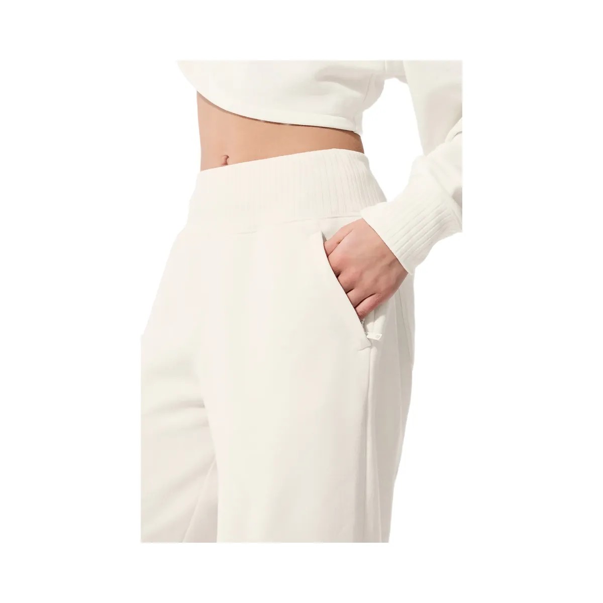 Alo Women's Serenity Wide Leg Sweatpant - Ivory - HypeFly India View 3