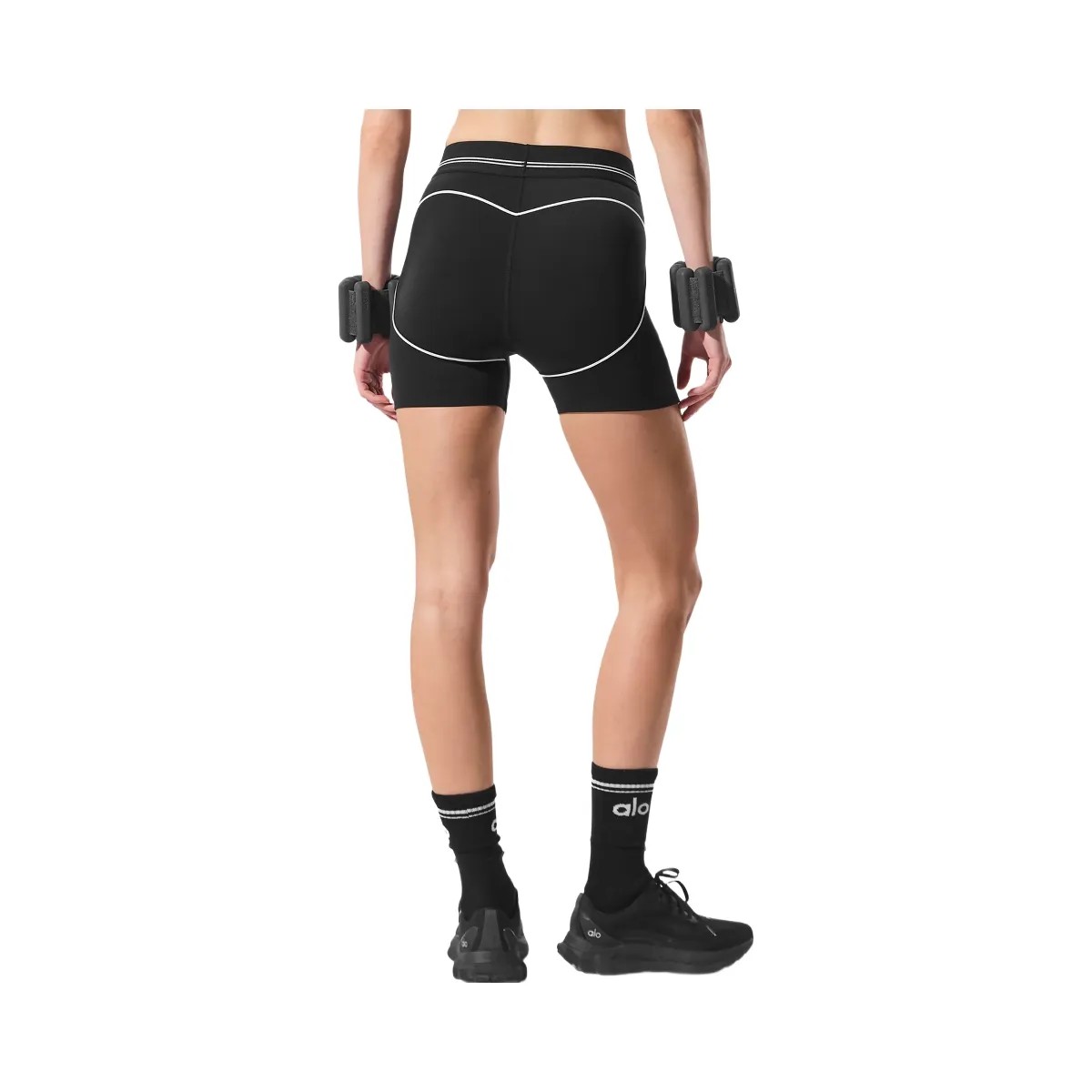Alo Women's 4” Airbrush High-Waist Heart Throb Short - Black/White - HypeFly India View 3