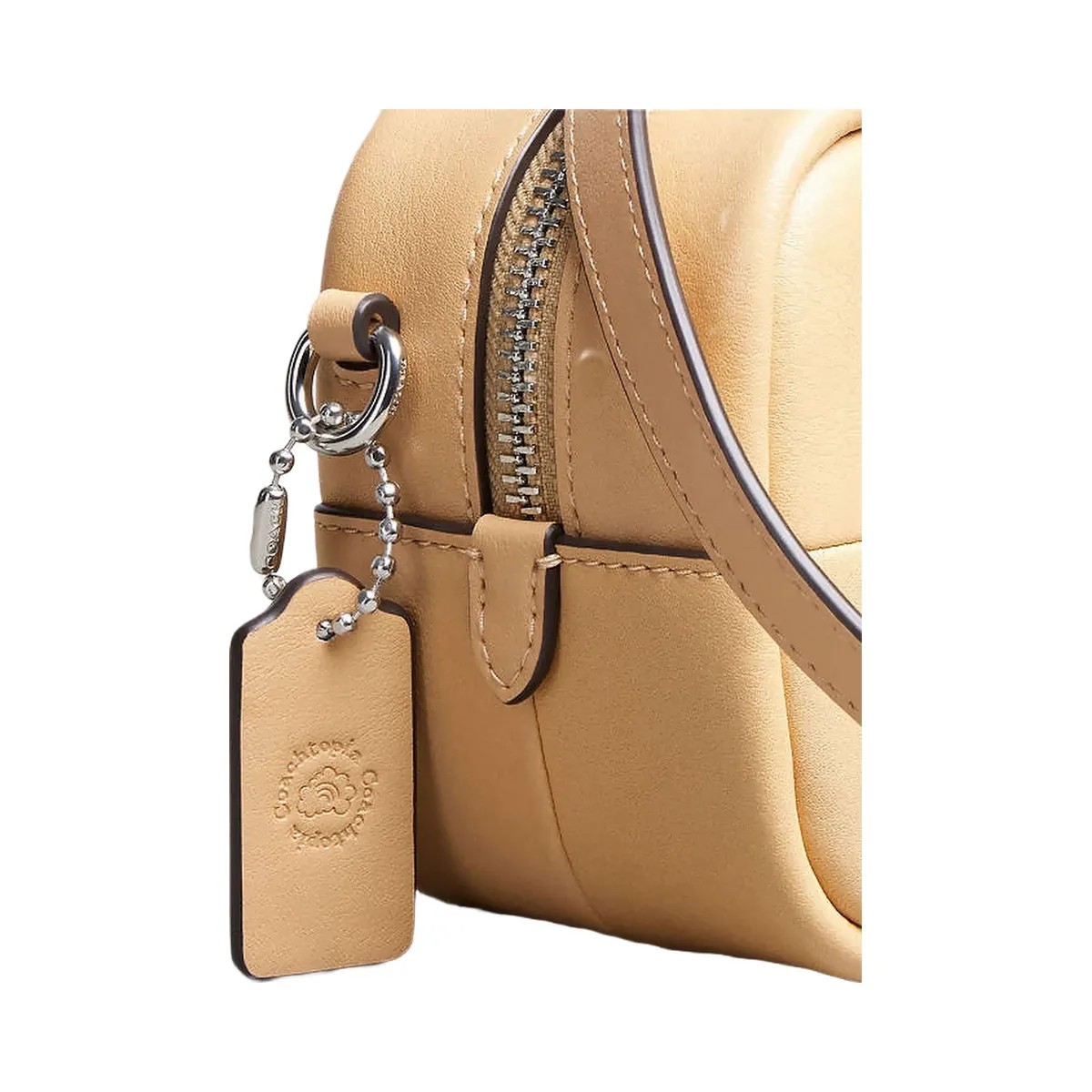 Coach Alter/Ego Mini Satchel Bag In Checkerboard Upcrafted Leather With Crossbody Strap Tan - HypeFly India View 3