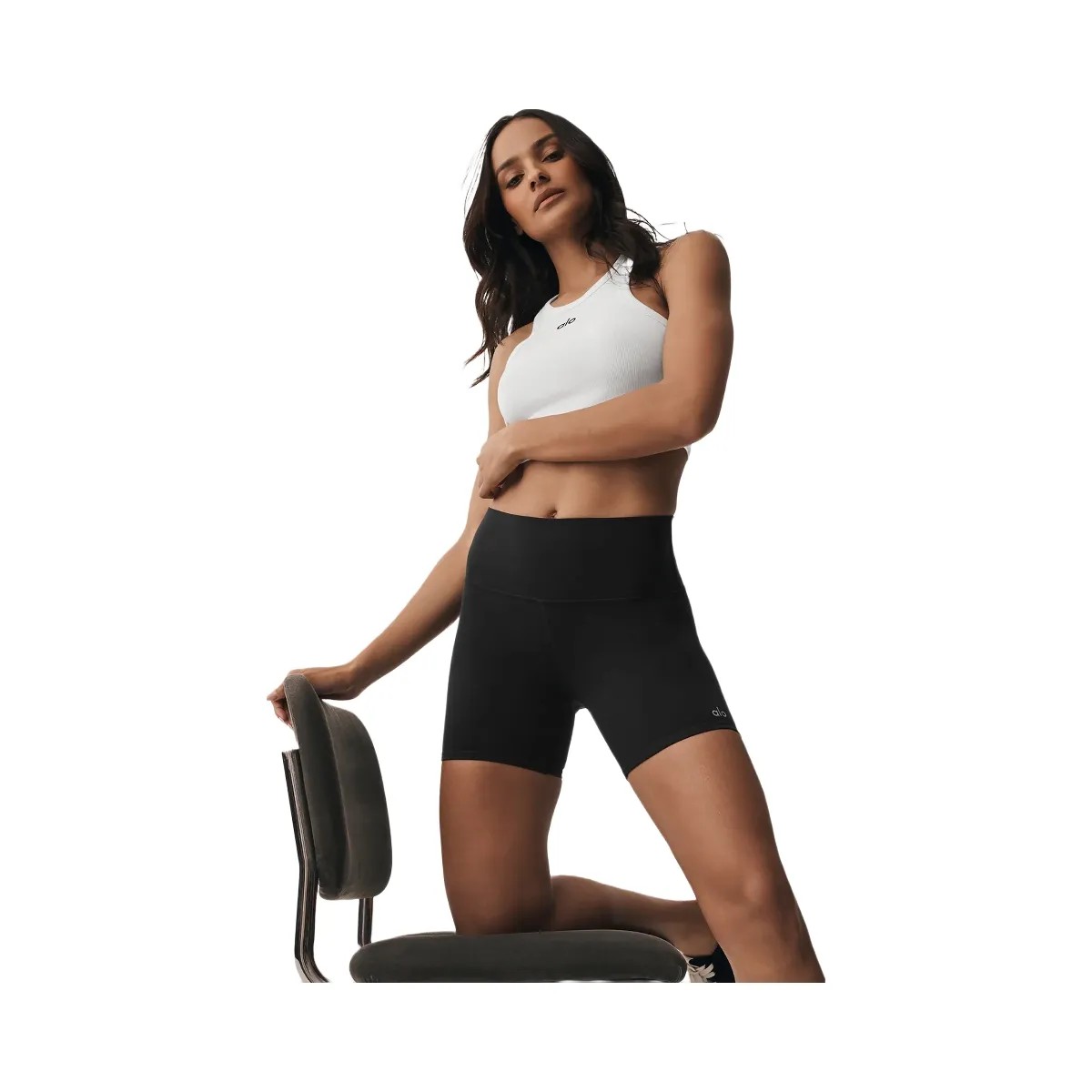 Alo Women's 5" Airbrush High-Waist Biker Short - Black - HypeFly India View 4