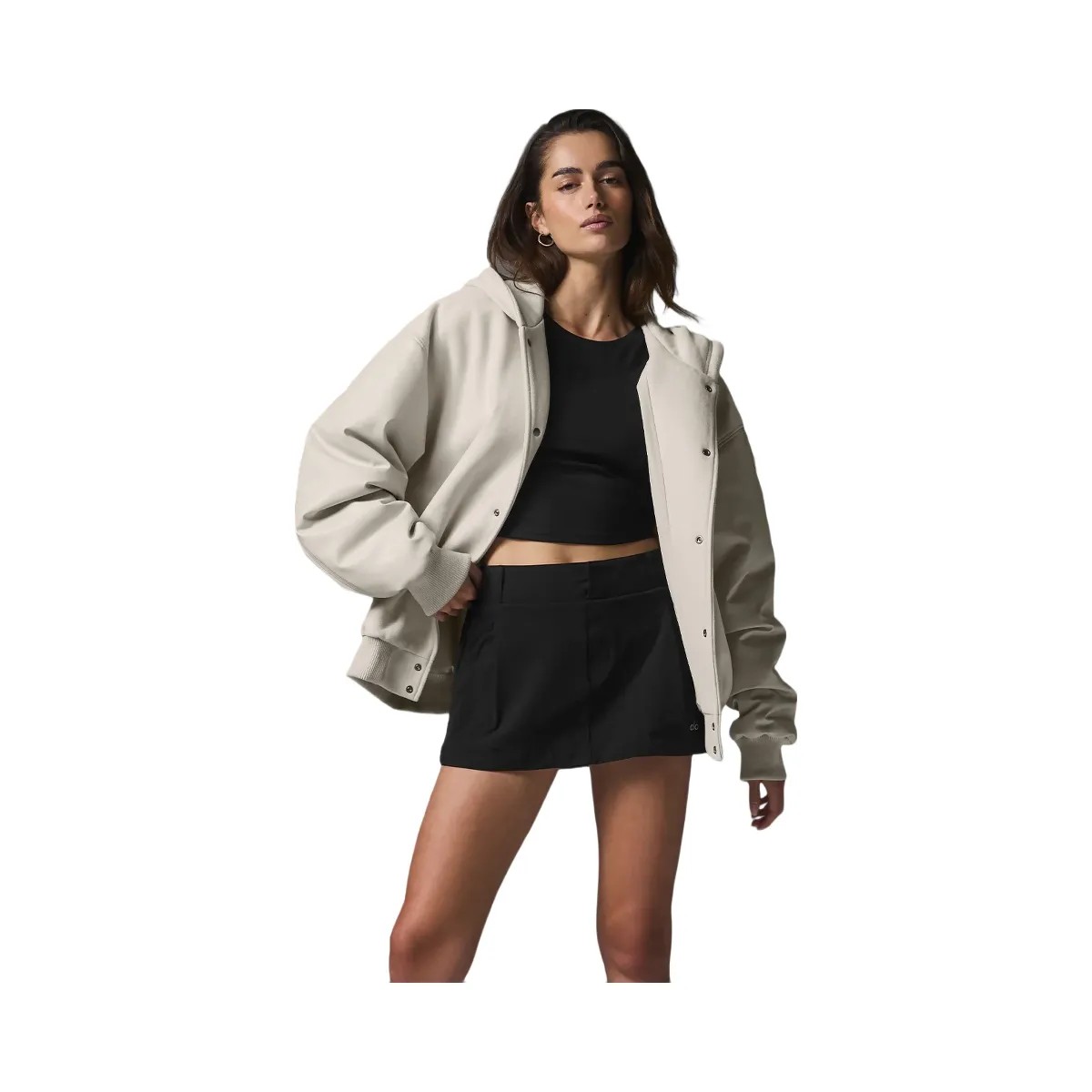 Alo Women's Select Hooded Bomber Jacket - Bone - HypeFly India View 1