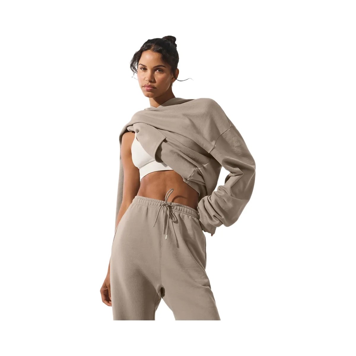 Alo Women's Chill Vintage Wash Hoodie - Gravel Wash - HypeFly India View 1