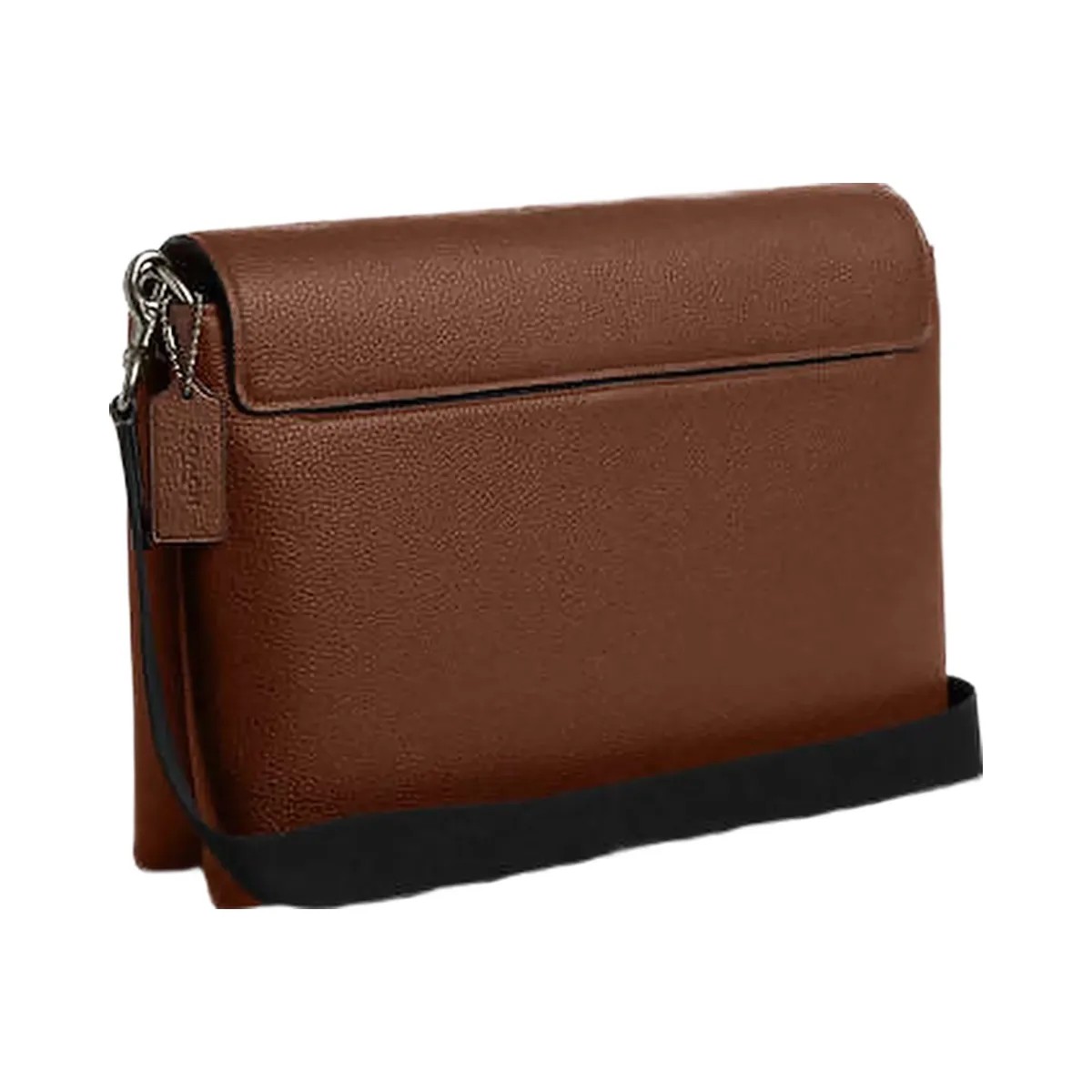 Coach Caleb Messenger Bag Pebbled Leather-Gunmetal-Saddle - HypeFly India View 3