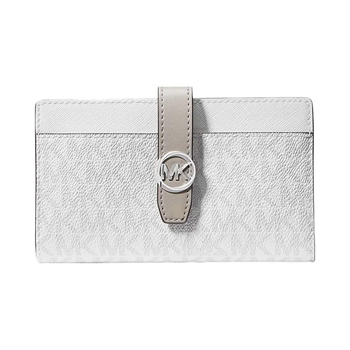 Michael Kors Greenwich Medium Signature Logo Wallet Optic White - HypeFly India View 1