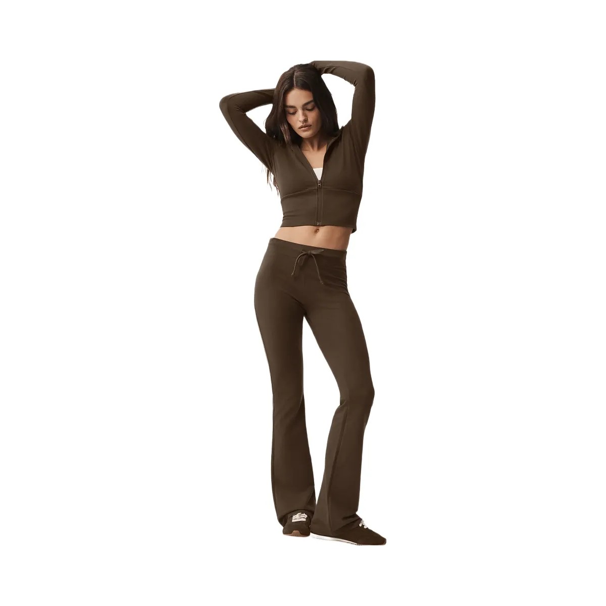 Alo Women's Sway Bootcut Sweatpant - Espresso - HypeFly India View 5