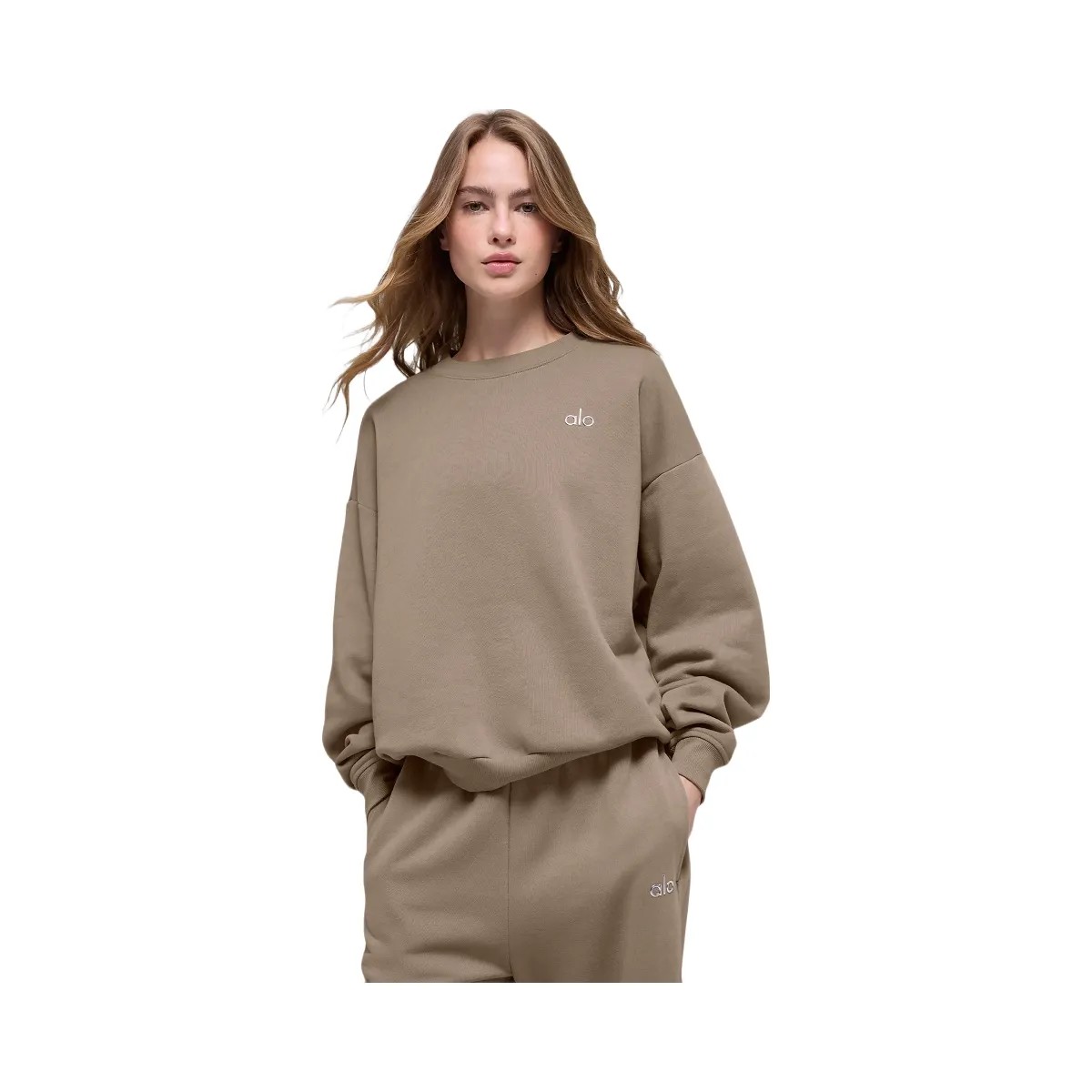Alo Women's Accolade Crew Neck Pullover - Gravel - HypeFly India View 1