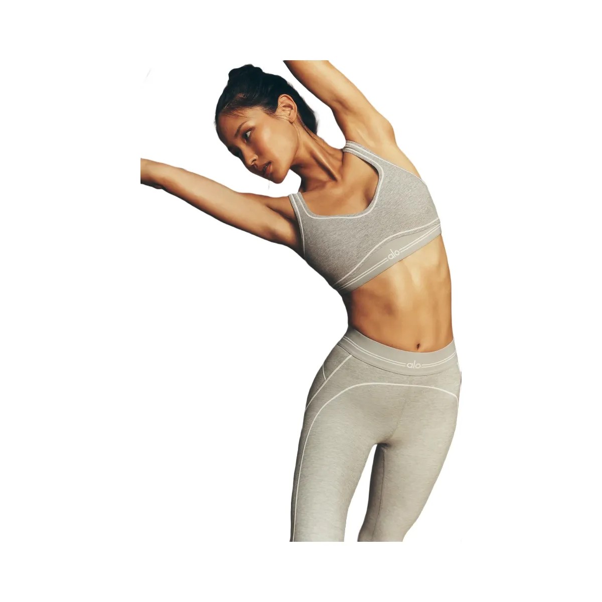 Alo Women's Alosoft Heart Throb Bra - Athletic Heather Grey/White - HypeFly India View 5
