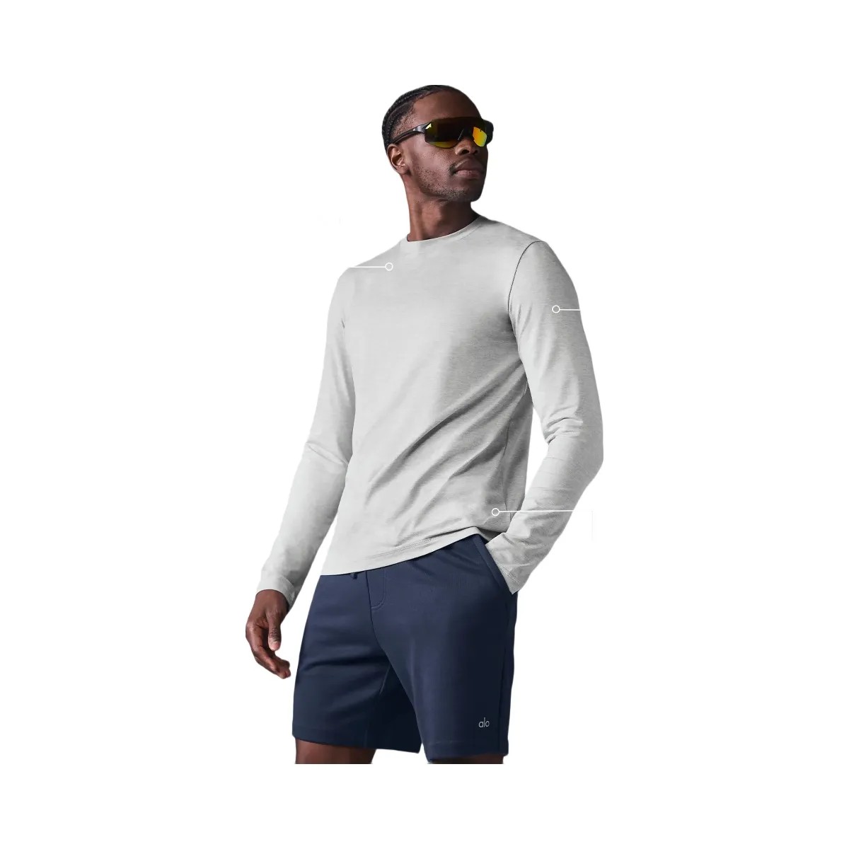 Alo Men's Conquer Reform Crewneck Long Sleeve - Athletic Heather Grey - HypeFly India View 1