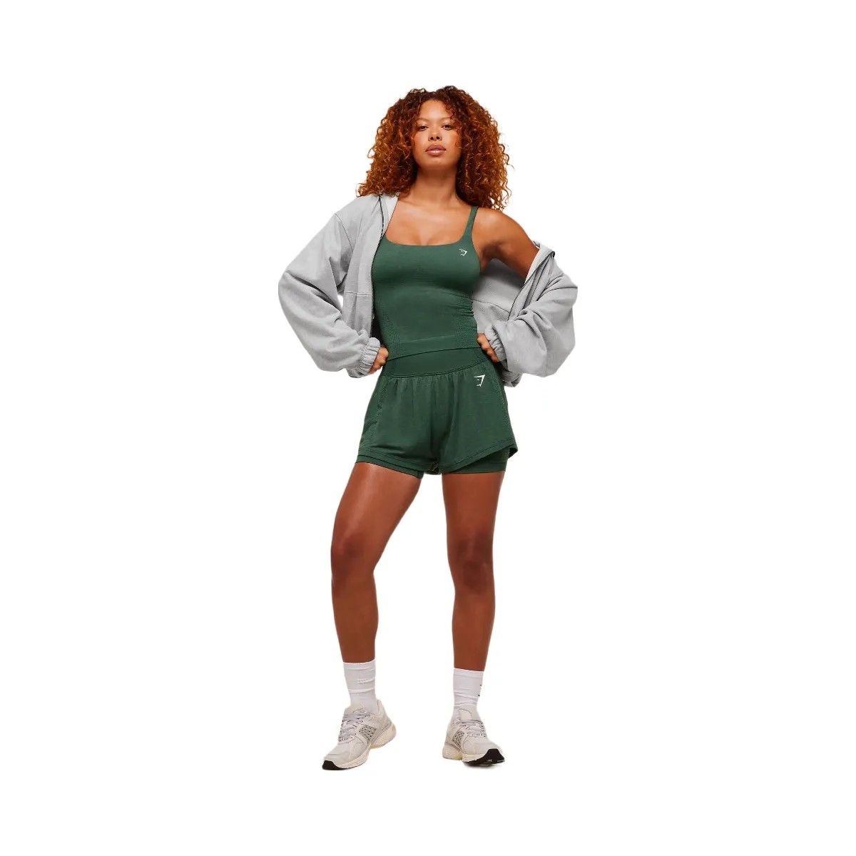 Gymshark Vital 2-in-1 Shorts - Obsidian Green Marl - HypeFly India View 5