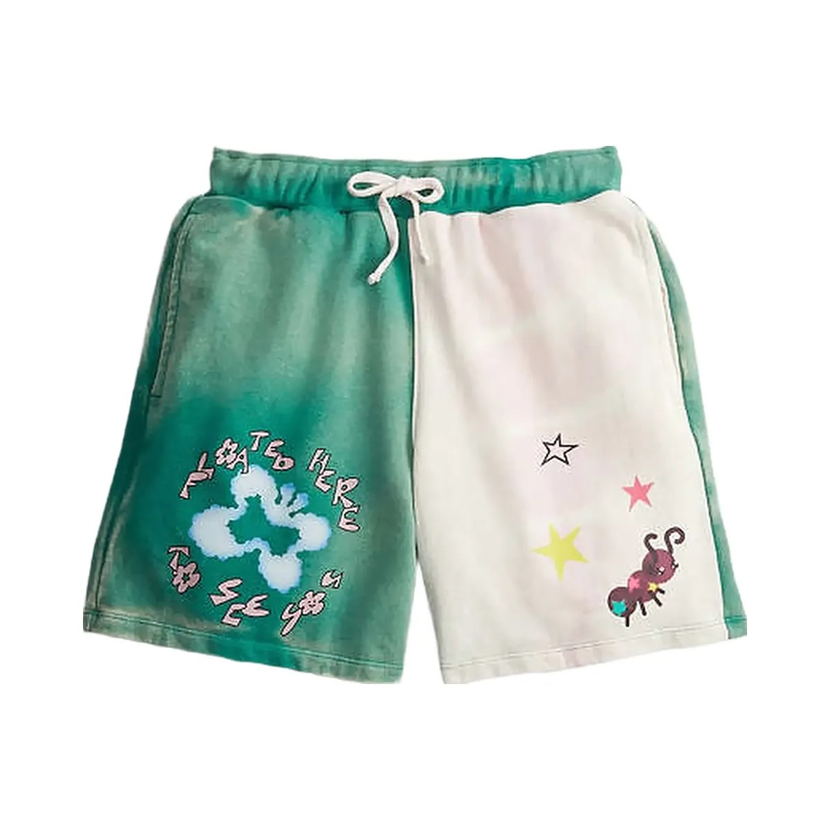 Coach Sweat Shorts With Floating Butterfly Print Green-Light Pink Multi - HypeFly India View 4