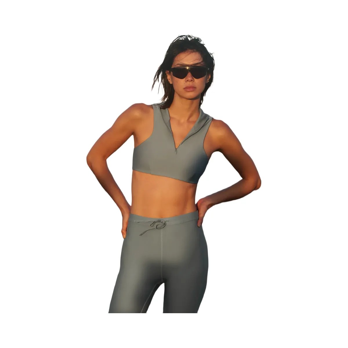 Alo Women's Airlift Light Speed Hooded Bra - Lunar Grey - HypeFly India View 6