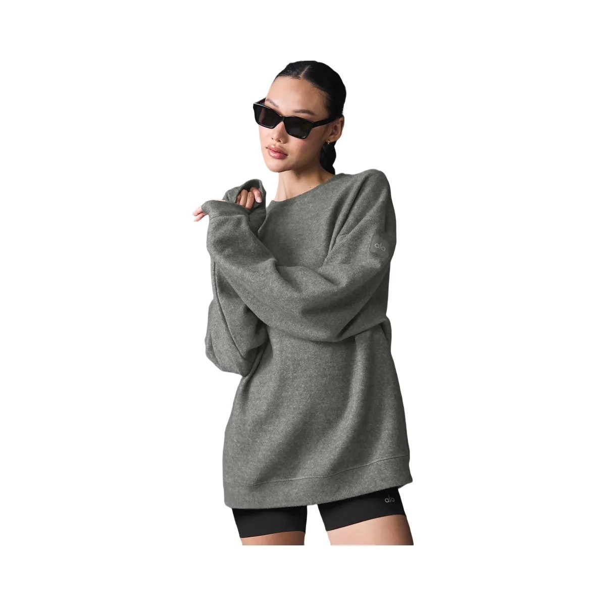Alo Women's Triumph Restore Crew Neck Sweatshirt - Grey Triblend - HypeFly India View 4