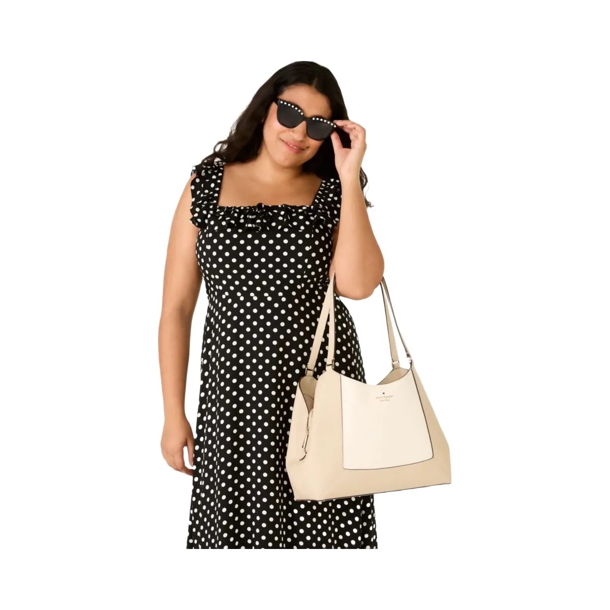 Kate Spade Lena Colorblock Large Triple Compartment Shoulder Bag Light Sand Multi - HypeFly India View 2