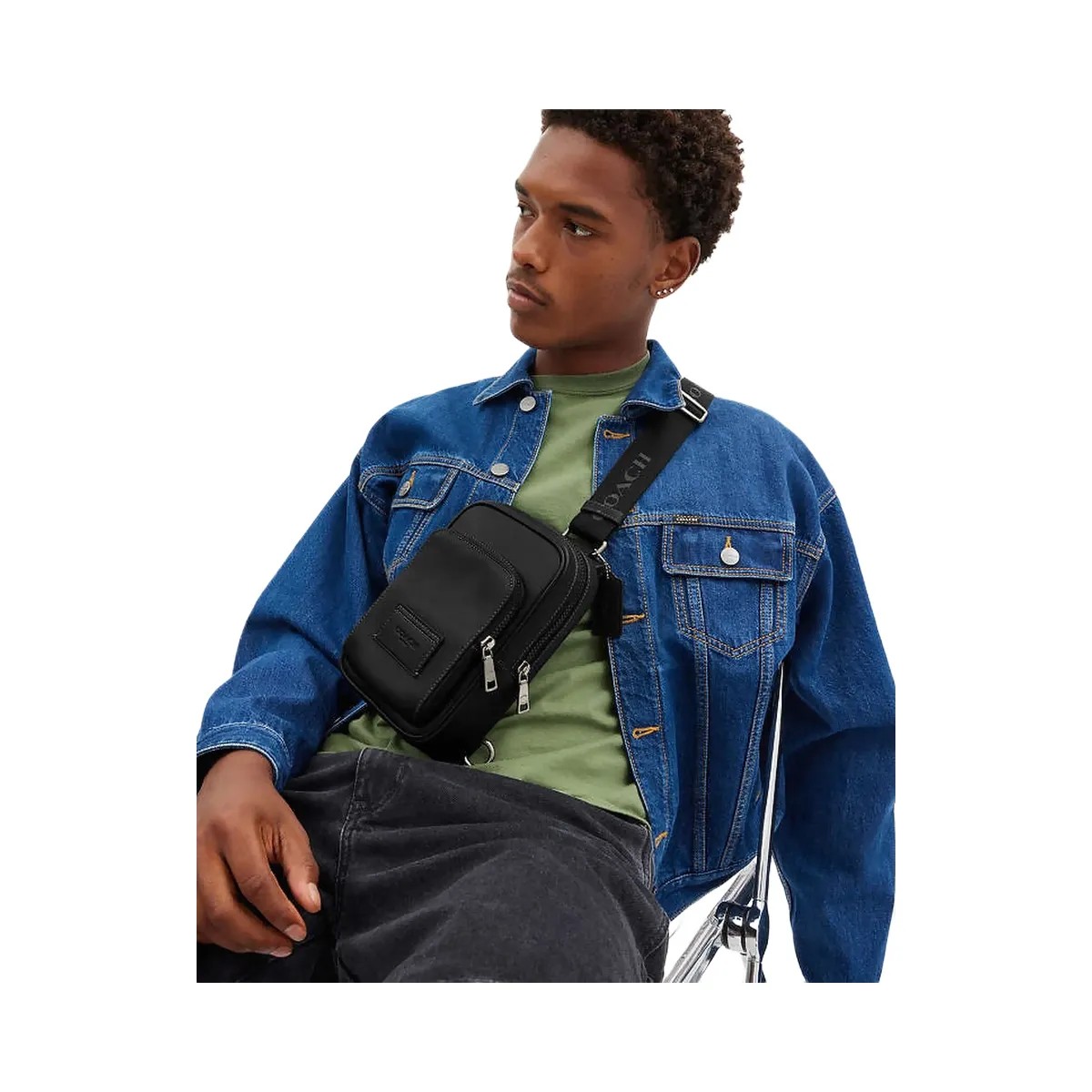 Coach Racer Sling Pack Smooth Leather-Gunmetal-Black - HypeFly India View 3