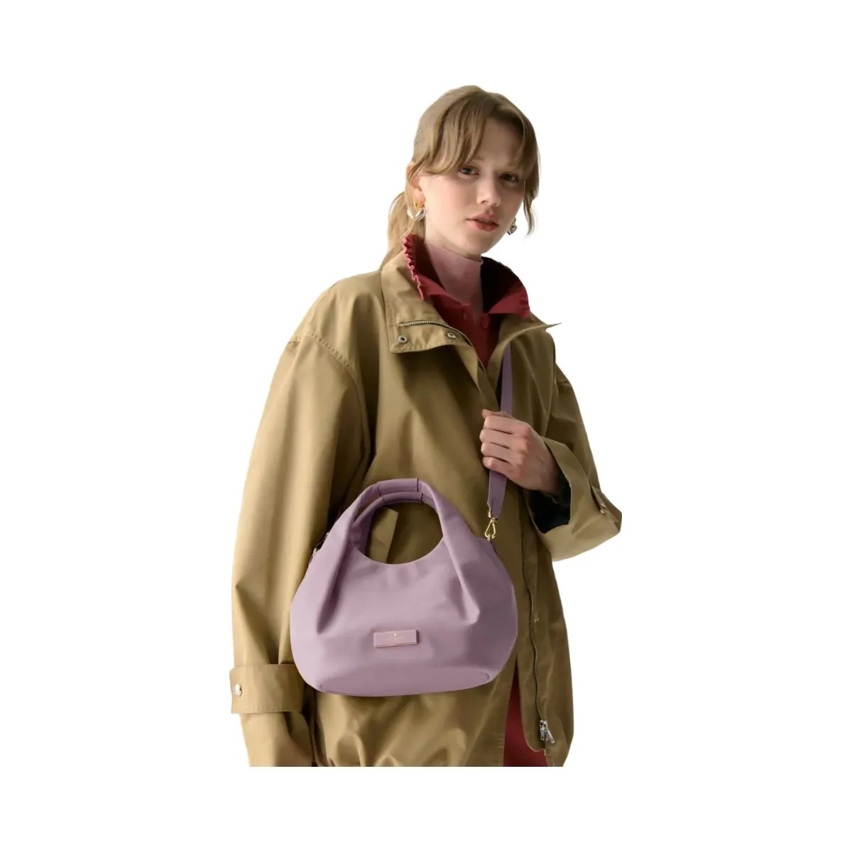 Kate Spade Carter Nylon Small Pleated Crossbody Lavender Smoke - HypeFly India View 2