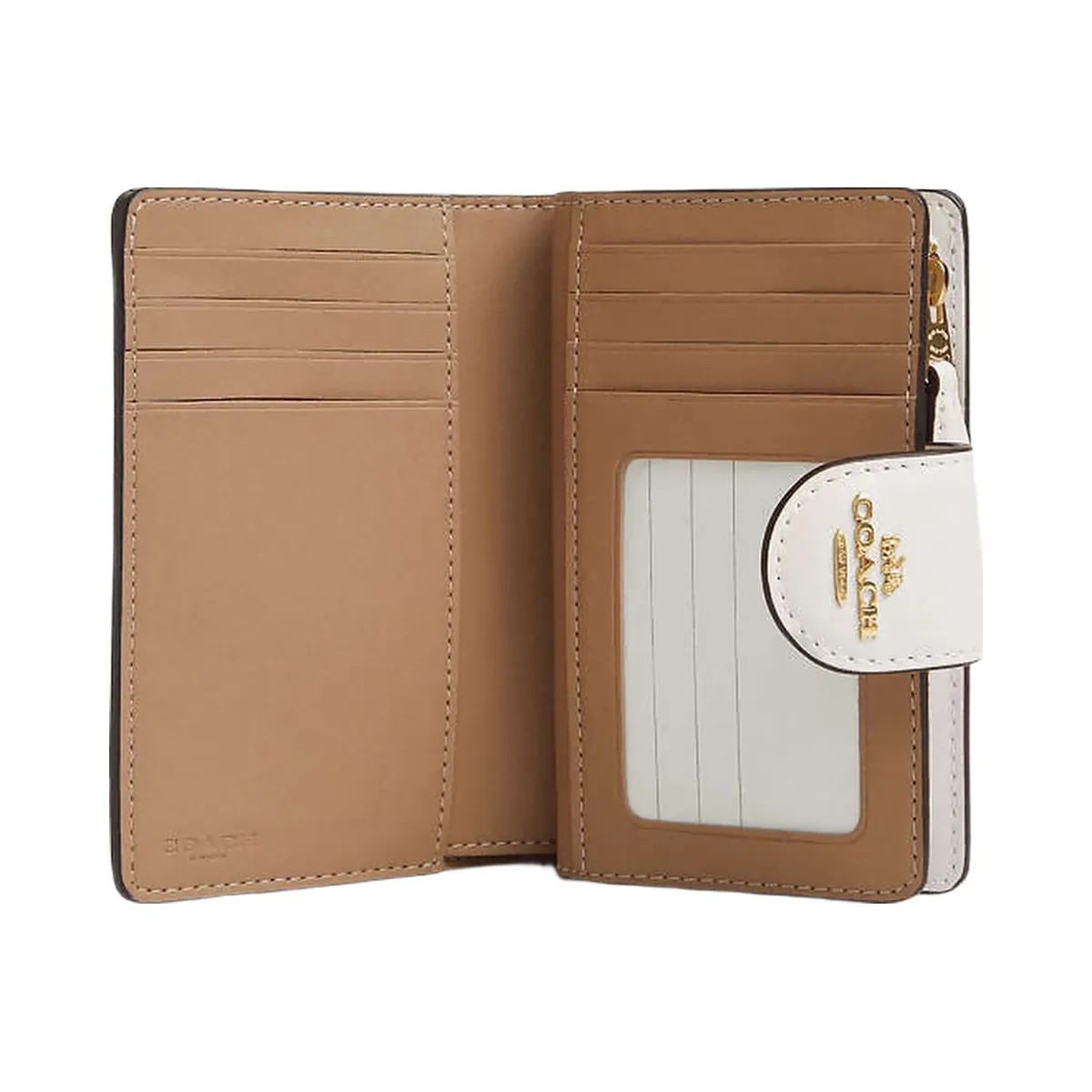 Coach Medium Corner Zip Wallet In Signature Canvas With Floral Print Signature Canvas-Gold-Light Khaki Chalk Multi - HypeFly India View 2